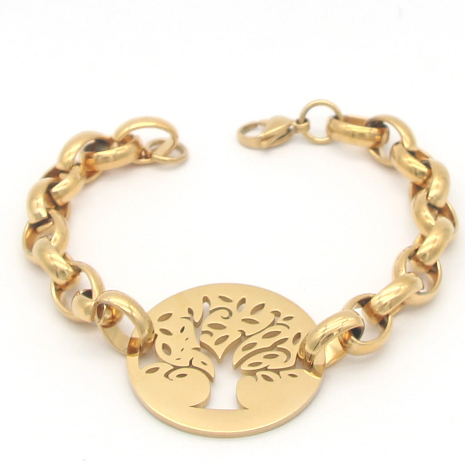 Fashion Bracelet Stainless Steel Gold&Silver Tree of Life Bangles for Women Luxury Brand Jewelry Gift La MaxZa