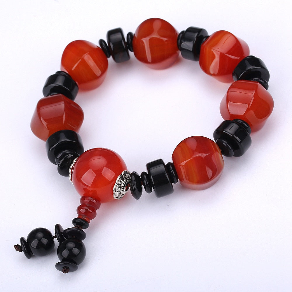 Fashion Bracelets Men Beads Natural Aquatic Agate Chalcedony Jewelry Accessories Handmade Couple Gift Carter Bangle Men's gift