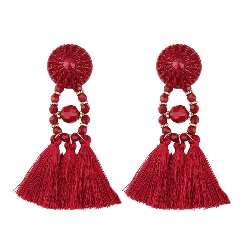 Fashion Braided Luxury Rope Knot Long Tassel Earrings Vintage Handmade Ethnic Fringes Earrings For Women Brincos Gifts Girl