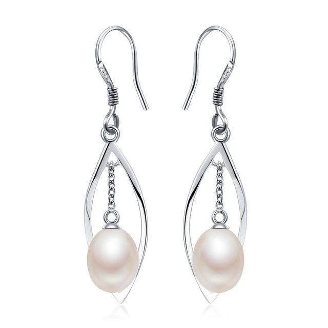 Fashion Brand Wedding & Engagement Jewelry Solid 925 Sterling Silver Long Earrings With Top Quality Natural Pearls Wedding gift