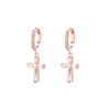 CZ Cross Drop Earrings with Crystal Hoop Mid Long Bridal Zirconia Cross Pendant Earrings For Women Punk Jewelries Gifts