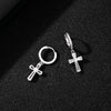 CZ Cross Drop Earrings with Crystal Hoop Mid Long Bridal Zirconia Cross Pendant Earrings For Women Punk Jewelries Gifts