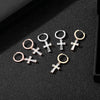 CZ Cross Drop Earrings with Crystal Hoop Mid Long Bridal Zirconia Cross Pendant Earrings For Women Punk Jewelries Gifts