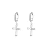 CZ Cross Drop Earrings with Crystal Hoop Mid Long Bridal Zirconia Cross Pendant Earrings For Women Punk Jewelries Gifts