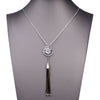 CZ Crystal Circle Metal Tassel Dress Necklace Simple Geometric Necklaces Pendant Long Sweater Necklaces Jewelry 2022