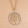 CZ Zirconia Tree of Life Crystal Round Small Pendant Necklace Silverly Gold Elegant For Women Necklace Jewelry Gift 2022