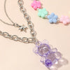 Candy Color Acrylic Stars Flowers Charms Pendant Pearls Bear Cute Pendant Necklace Jewelry for Women Girls Birthday Gift