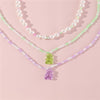 Candy Color Acrylic Stars Flowers Charms Pendant Pearls Bear Cute Pendant Necklace Jewelry for Women Girls Birthday Gift