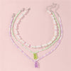Candy Color Acrylic Stars Flowers Charms Pendant Pearls Bear Cute Pendant Necklace Jewelry for Women Girls Birthday Gift