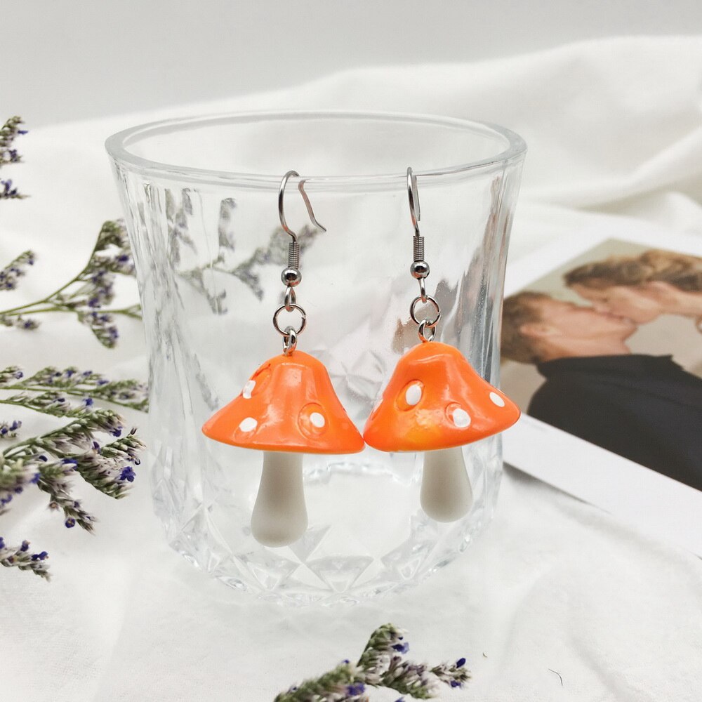 Cartoon Color Mushroom Pearl Bunny Necklace Personality Cute Resin Pendant Girl Daily Charm Jewelry Gift Women Jewelry