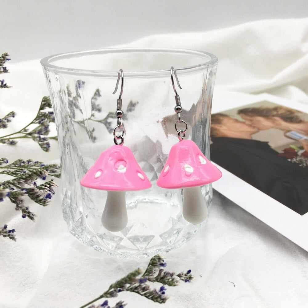 Cartoon Color Mushroom Pearl Bunny Necklace Personality Cute Resin Pendant Girl Daily Charm Jewelry Gift Women Jewelry