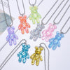 Cartoon Multicolor Transparent Jelly Resin Bear Necklace Girl Cute Necklace Jewelry Party Fun Suitable Gift