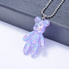 Cartoon Multicolor Transparent Jelly Resin Bear Necklace Girl Cute Necklace Jewelry Party Fun Suitable Gift