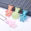 Cartoon Multicolor Transparent Jelly Resin Bear Necklace Girl Cute Necklace Jewelry Party Fun Suitable Gift