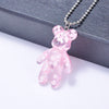 Cartoon Multicolor Transparent Jelly Resin Bear Necklace Girl Cute Necklace Jewelry Party Fun Suitable Gift