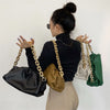 Celebrity Thick Chain Gold Silver Acrylic Chain Retro Shoulder Bag PU Patent Leather Women Bag Pillow Handbag Female