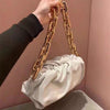 Celebrity Thick Chain Gold Silver Acrylic Chain Retro Shoulder Bag PU Patent Leather Women Bag Pillow Handbag Female