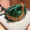 Celebrity Thick Chain Gold Silver Acrylic Chain Retro Shoulder Bag PU Patent Leather Women Bag Pillow Handbag Female