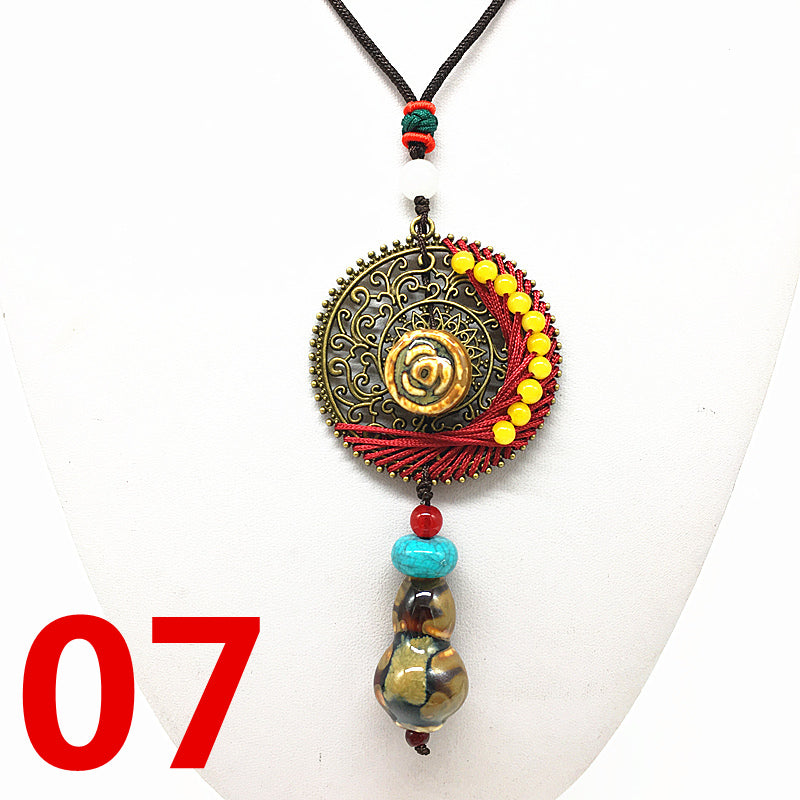 Fashion Ceramics Beads Pendant Ethnic Long Necklace Chain RED Jewelry Style DIY #03
