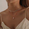 Chain Pearl Necklace For Women Baroque Pearl Metal Charm Pendants Necklaces Choker Bead Chain Jewelry Gifts