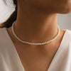 Chain Pearl Necklace For Women Baroque Pearl Metal Charm Pendants Necklaces Choker Bead Chain Jewelry Gifts