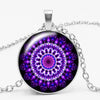 Charm Color Ethnic Wind Kaleidoscope Buddhist Yoga Mandala Glass Bullet Pendant Necklace Women's Round Pendant