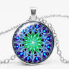 Charm Color Ethnic Wind Kaleidoscope Buddhist Yoga Mandala Glass Bullet Pendant Necklace Women's Round Pendant
