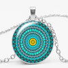 Charm Color Ethnic Wind Kaleidoscope Buddhist Yoga Mandala Glass Bullet Pendant Necklace Women's Round Pendant