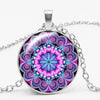 Charm Color Ethnic Wind Kaleidoscope Buddhist Yoga Mandala Glass Bullet Pendant Necklace Women's Round Pendant