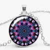 Charm Color Ethnic Wind Kaleidoscope Buddhist Yoga Mandala Glass Bullet Pendant Necklace Women's Round Pendant