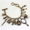 Fashion Charms Vintage Mini Mirror Frog Clock Bangle Multi element Pendants Bracelet Chic Pop Jewelry