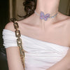 Chinese Style Butterfly Necklaces Women Shiny Wedding Jewelry Design Elegant Charm Vintage Multilayer Clavicle Chain