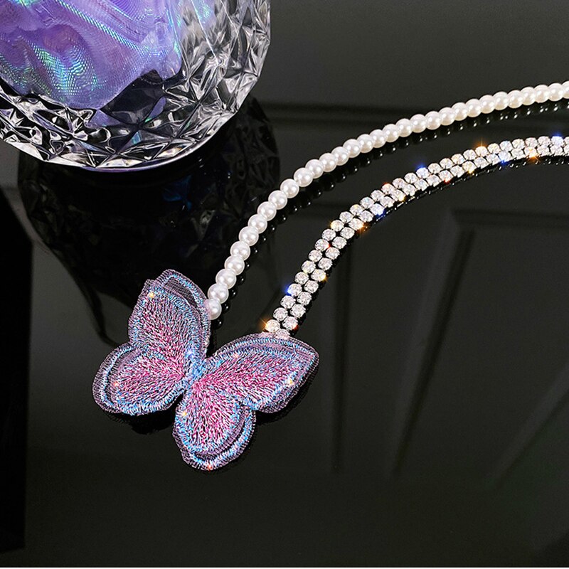 Chinese Style Butterfly Necklaces Women Shiny Wedding Jewelry Design Elegant Charm Vintage Multilayer Clavicle Chain