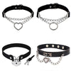 Choker Punk Rock Gothic necklaces Sexy PU Leather Heart Round Bondage Necklace Woman Jewelry Accessories