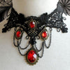 Cocktail Evening Party Dress Jewelry Victorian Gothic Halloween Red Rhinestone Charms Vampire Maxi Necklace Choker