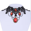 Cocktail Evening Party Dress Jewelry Victorian Gothic Halloween Red Rhinestone Charms Vampire Maxi Necklace Choker