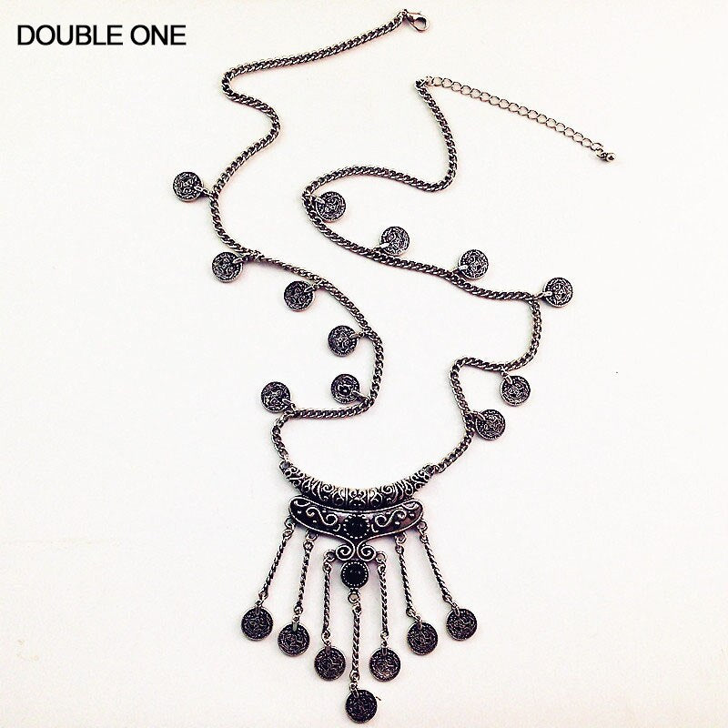 Coin Tassel Necklace Gypsy Boho Maxi Collier Femme Bijoux Statement Jewelry for Women Party Gift