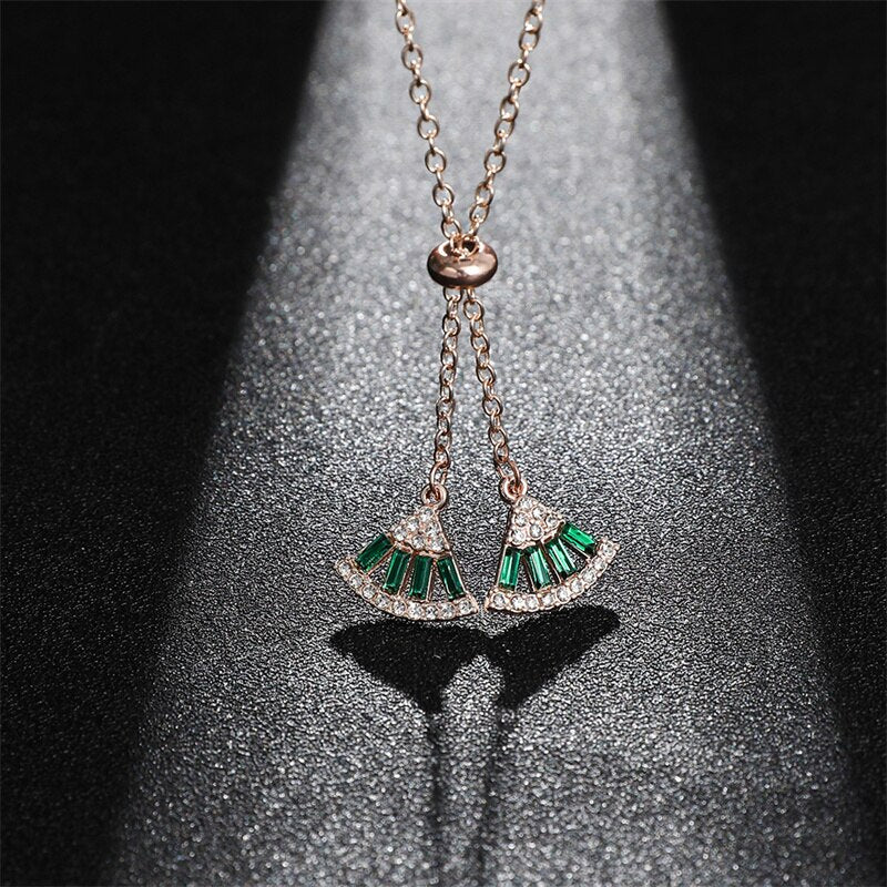 Collarbone Light Chain Sweet Necklace Sector Crystal Bijoux Femme Chain Necklace Christmas Gift