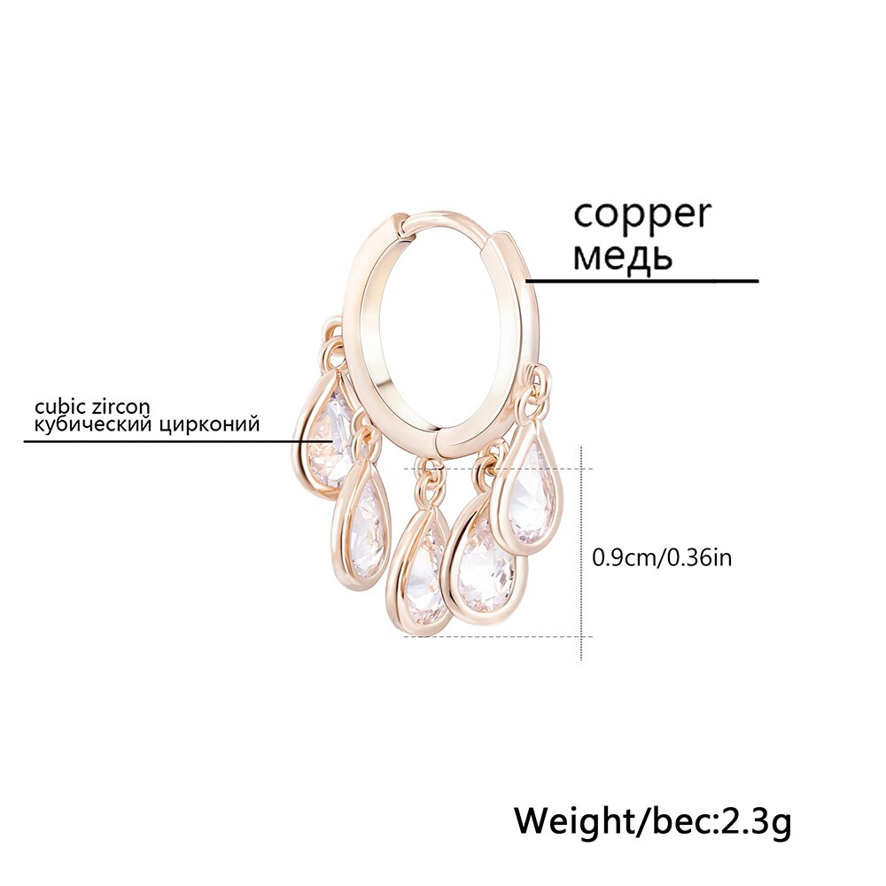Colorful CZ Crystal Drop Earrings Gold Color Geometric Tassel Huggie Hoop Earrings Women Wedding Jewelry Brincos 2022