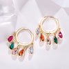 Colorful CZ Crystal Drop Earrings Gold Color Geometric Tassel Huggie Hoop Earrings Women Wedding Jewelry Brincos 2022