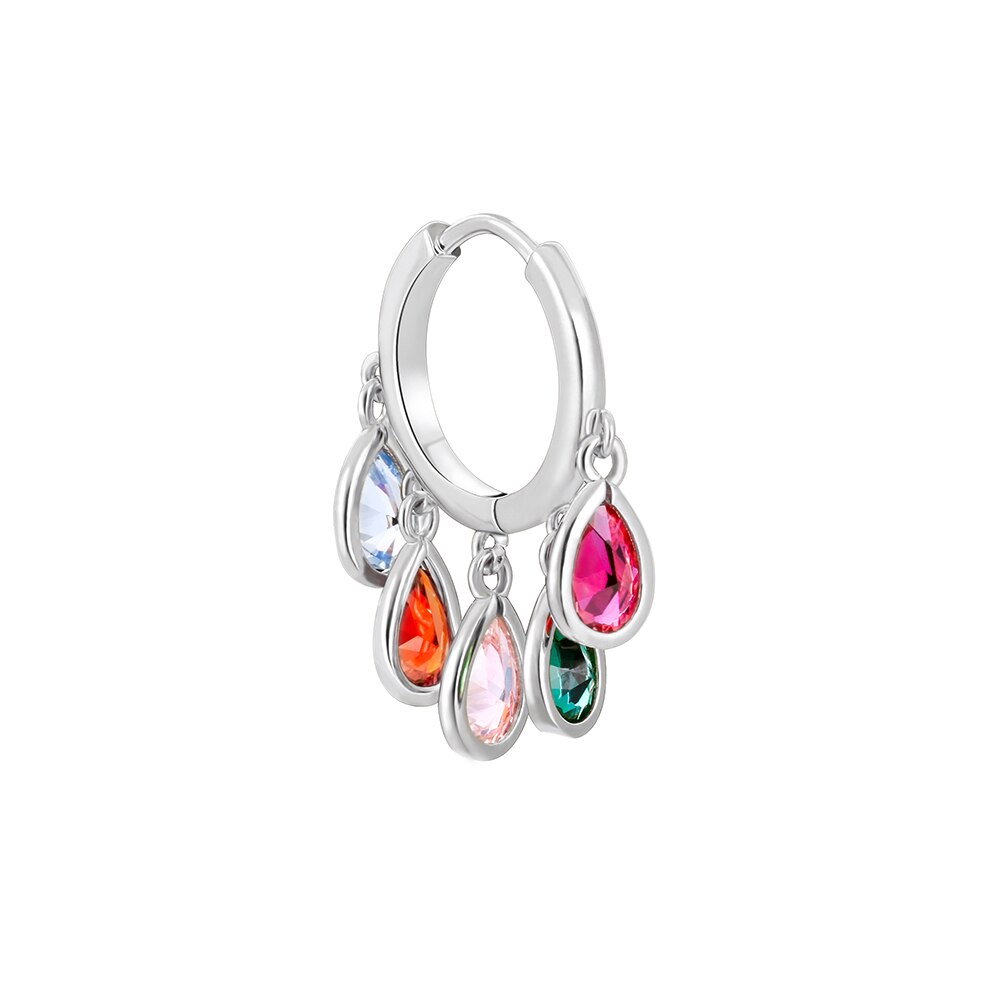 Colorful CZ Crystal Drop Earrings Gold Color Geometric Tassel Huggie Hoop Earrings Women Wedding Jewelry Brincos 2022