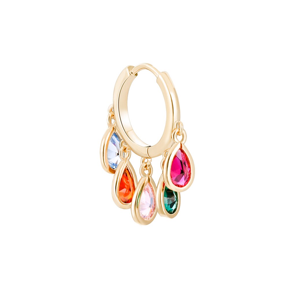 Colorful CZ Crystal Drop Earrings Gold Color Geometric Tassel Huggie Hoop Earrings Women Wedding Jewelry Brincos 2022