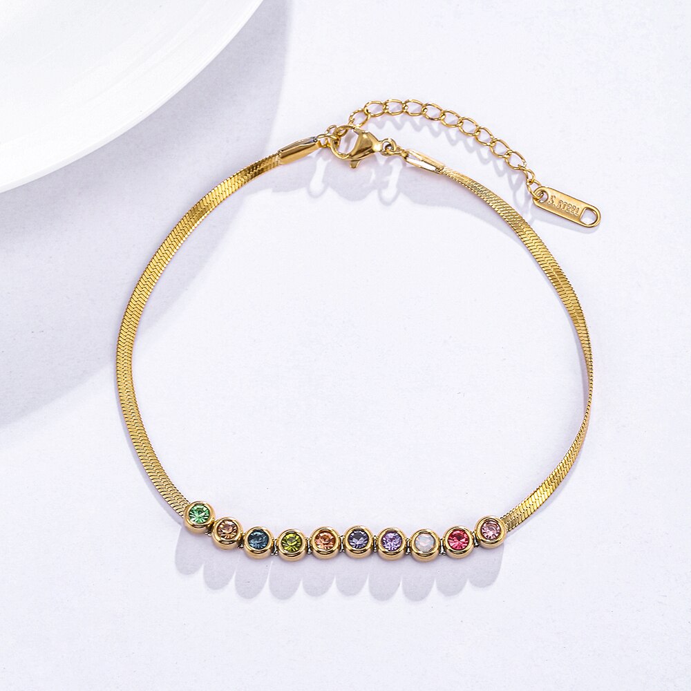 Colorful Crystal Beads Drop Anklets for Women Boho Gold Color Chain Ankle Bracelet Leg Bracelet Ocean Beach Foot Jewelry