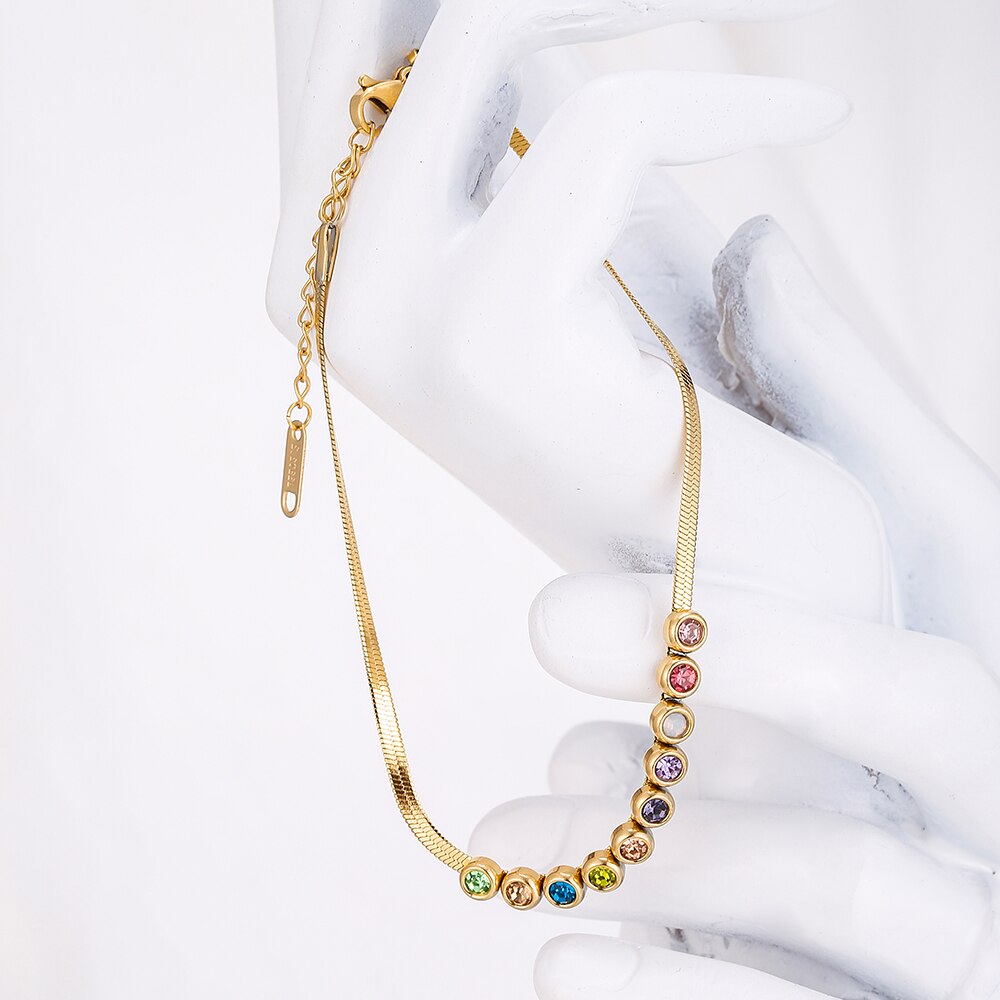 Colorful Crystal Beads Drop Anklets for Women Boho Gold Color Chain Ankle Bracelet Leg Bracelet Ocean Beach Foot Jewelry