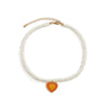 Colorful Love Heart Pearl Necklace For Women Friends Couples Rainbow Heart Chain Choker Necklaces Lovers Jewelry
