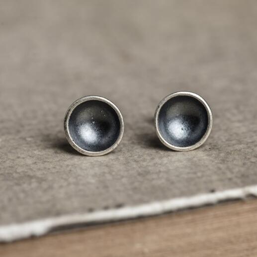 Fashion Concave Round Charm Tiny Real 925 Sterling Silver Earrings Rivet Stud Earrings Men Women Love Jewelry