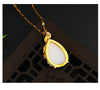 Concise Peacock Jade Crystal Emerald Gemstones Pendant Necklace For Women Gold Tone Choker Jewelry bijoux Plated Gold