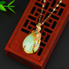 Concise Peacock Jade Crystal Emerald Gemstones Pendant Necklace For Women Gold Tone Choker Jewelry bijoux Plated Gold