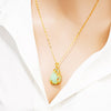 Concise Peacock Jade Crystal Emerald Gemstones Pendant Necklace For Women Gold Tone Choker Jewelry bijoux Plated Gold