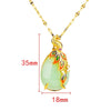 Concise Peacock Jade Crystal Emerald Gemstones Pendant Necklace For Women Gold Tone Choker Jewelry bijoux Plated Gold